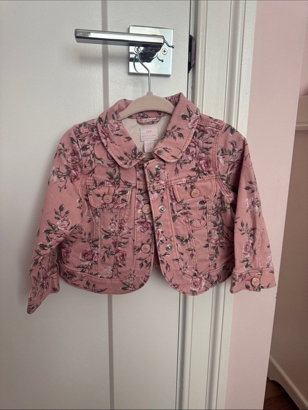 LoveShackFancy Pink Floral Kids Jean Jacket